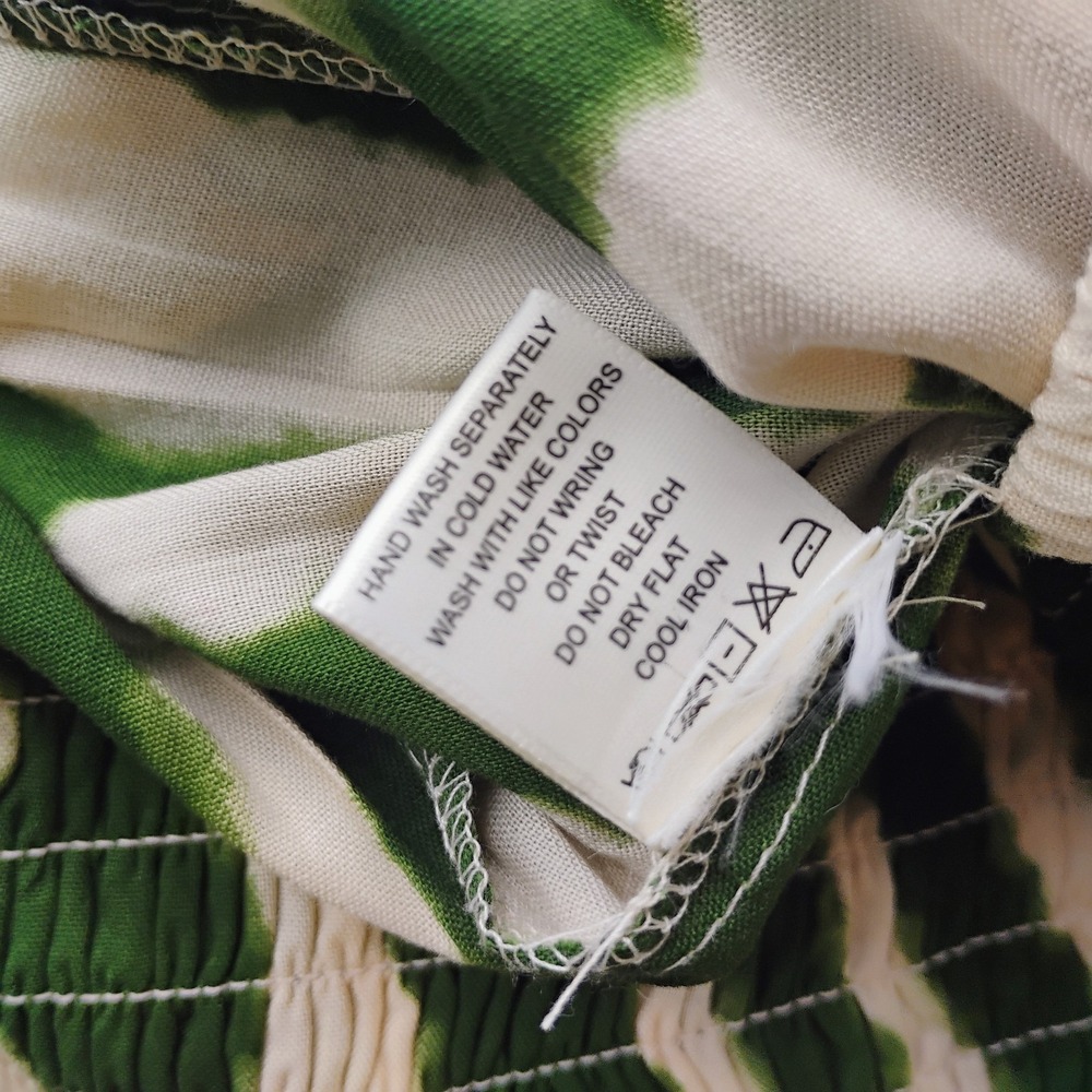 True Destinations Super Wide Leg Womens Medium Green Cream Palazzo Boho Tassels - Picture 7 of 12